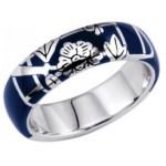 Bague argent laque bleu